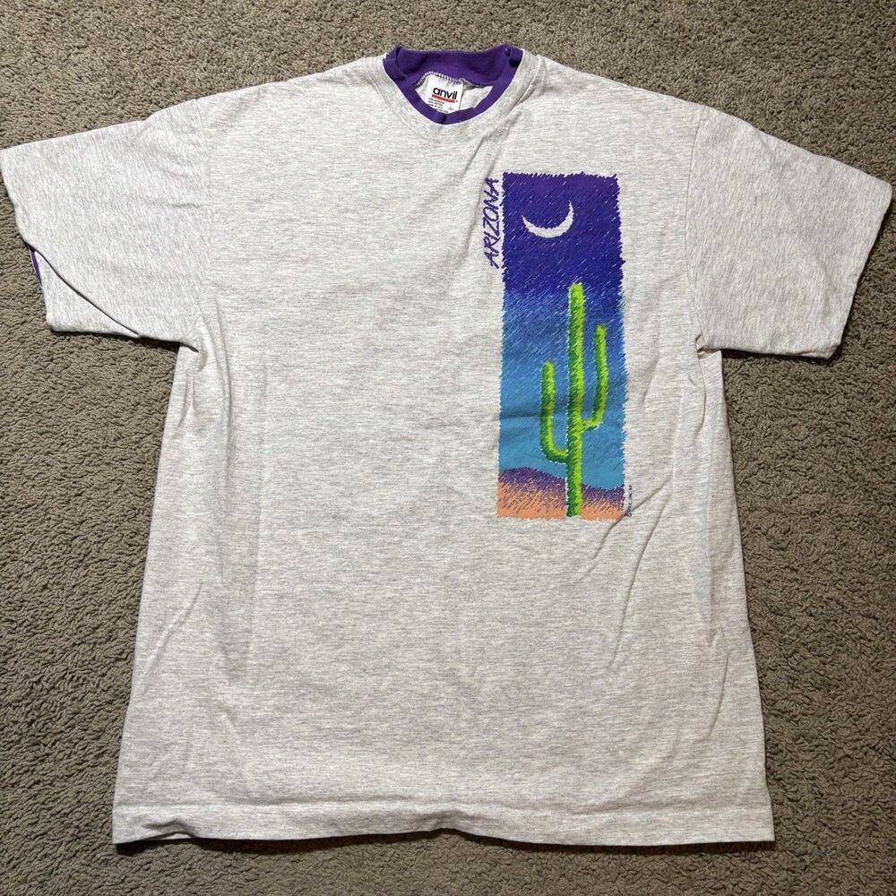 Vintage Anvil Arizona Graphic T-Shirt Mens Large Desert Southwestern Retro 80s